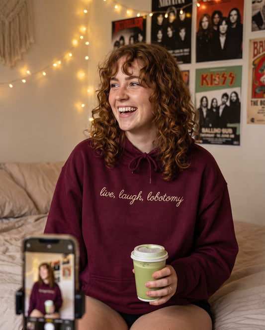 Live Laugh Lobotomy - Embroidered Hoodie